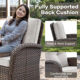 Belord Patio Wicker Chairs Swivel Rocker Outdoor Swivel Rocking Chairs Set of 2 with Rattan Side Table Patio Swivel Glider Chair 3 Piece Patio Furniture Sets for Porch Pool Brown/Beige, (A085-2) Belord