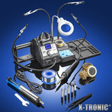 X-Tronic 3060-PRO • 75W Soldering Iron Station Kit • 5 Extra Tips • Mini Mag Lamp • 4 Helping Hands • Solder Sucker • Tweezers • 50g Solder • Brass Sponge w/Flux • Sleep Func, °C/°F, 3 Temp Presets! X-TRONIC