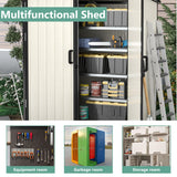 Aoxun Outdoor Storage Shed 5 x 3FT, Resin Shed with Floor and Lockable Door, Plastic Shed for Bike, Garbage Can, Tool, Accessories, Lawn, Garden - Beige Aoxun