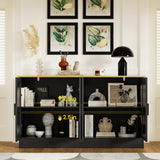Anystyle Black 4 Door Buffet Cabinet, Coffee Bar Cabinet with Adjustable Shelf, Kitchen Buffet Sideboard for Living Room, Kitchen Anystyle