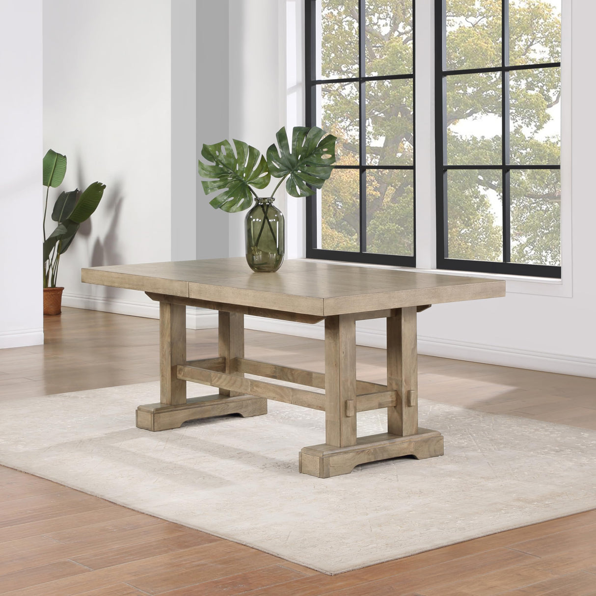 Steve Silver Furniture Napa Dining Modern Transitional Styling, Expands to Seat up to 10, Weathered Sand Finish Table Steve Silver Furniture
