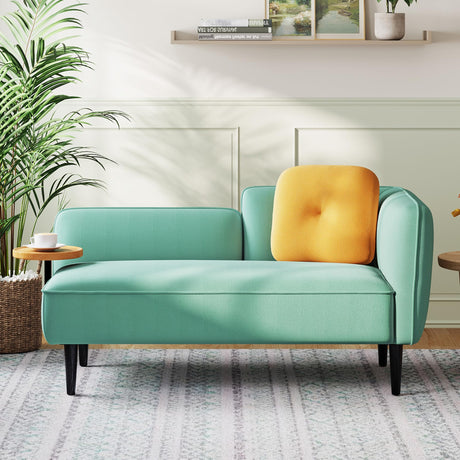 LINSY Small Loveseat Couch 2 Seat, Mid Century Modern Love seat Couches 57" Mini Couch with Srorage, Removable Table and Pillow, Couches for Small Spaces Living Room Bedroom Dorm (Teal Left) LINSY