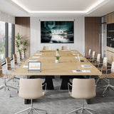 Tribesigns Large Conference Table, 70.9 Inches Rectangular Office Desk, Rustic Wood Conference Meeting Room Table for 6-8 People, Business Seminar Tables, Breakroom, Reception Office Furniture, Oak Tribesigns