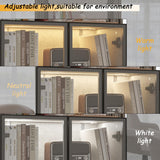 ECACAD 5 Tier Glass Display Cabinet with Light, Storage Curio Cabinet with Pop-up Glass Doors, Collectors Figure Organizers Wine Rack Bookcase for Living Room/Home Office/Dining Room, Rustic Grey ECACAD