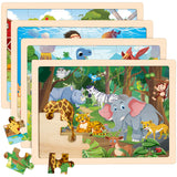 4 Packs Puzzles for Kids Ages 4-6, Wooden Animals Jigsaw Puzzles for Toddlers Ages 2-4, Preschool Educational Puzzles Boards Toys Gifts for 3 4 5 6 Boys Girls Duchong