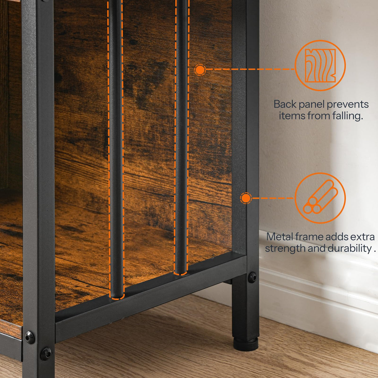 HOOBRO 6 Cube Bookcase, Industrial Horizontal Bookshelf, Wooden and Metal Cubby Bookcase, Long Shelving Unit for Living Room, Bedroom, Home Office, Rustic Brown and Black BF117SJ01 HOOBRO