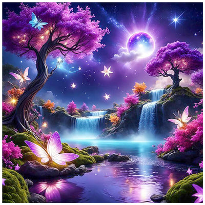 Lophomie Diamond Art Kits for Adults, 5D DIY Purple Landscape Diamond Painting Kits for Adults Beginners, Diamond Dots Kits Gem Arts Crafts for Home Wall Decor 14x14 Inch