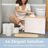 Lonbet - Toilet Paper Basket - Toilet Paper Storage - The Ultimate Bathroom Organizer - Bamboo Storage Basket, Toilet Paper Organizer Basket, Bathroom Accessories Holder - Toilet Paper Bin Lonbet