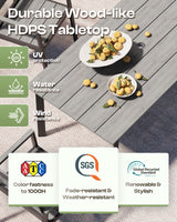 Oasbira Outdoor Dining Set for 6, Patio Table and Chairs Set with Umbrella Hole, 7 Pieces HDPS Outdoor Furniture Sets for Patio, Garden, Backyard (Gray) Oasbira