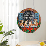 Reofrey Hanging Diamond Art Kits for Adults - 8x8 Inch Christmas Cat Acrylic Board Double Sided Pattern Diamond Art Suncatcher Pendant, DIY Crystal Art for Home Wall or Window Decoration Handmade Gift Reofrey