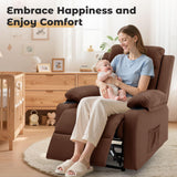 Korser Recliner Chair, Small Recliners for Small Spaces, Manual Recliner with Cup Holders and Side Pockets, Reclining Chair, Chairs for Living Room, Bedroom, Nursery, Brown Korser
