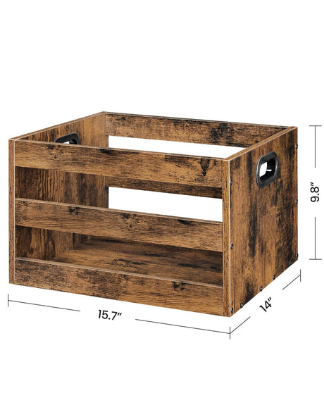 CHOEZON Vinyl Record Storage Crate, Record Storage Holder, Vintage Wood File Storage Organizer, Cube Photo Album Storage Box, for Albums, Files, Photo Albums, Rustic Brown MCW01FG CHOEZON