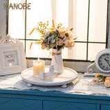 Hanobe Wood Risers for Decor: Rustic Round Wooden Pedestal Stand Tray for Display Farmhouse Table Decorative Risers for Dessert Candle Cake Plant, White 11" Hanobe