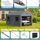 Benass Carport Canopy 10x16 Heavy Duty, Carport Canopy, Portable Car Port Garage, Car Shelter All Weather, Grey Benass