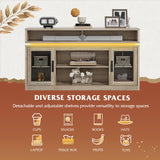 WLIVE TV Stand up to 65 Inch TV, 59" Entertainment Center with LED, Tall Farmhouse TV Media Console with Storage Cabinets for Living Room and Bedroom, Grey WLIVE