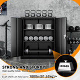 INTERGREAT Metal Storage Cabinet, 42” Steel Locking Cabinet with Doors and Shelves, Black Utility Cabinet Garage Cabinets for Home Office, Garage, Kitchen, Shop INTERGREAT