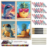 ZXQL 4 Pack Sea Turtle Paint by Numbers Kit for Adults Beginners, 12" Wx16 L Dolphin Paint by Numbers for Adults Rolled up Canvas for Painting Home Decor Creative Wall Art with Nice Gift Box ZXQL