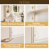 TETOTE 15 x 26 Bathroom Mirror with Storage with Tempered Beveled Mirror Silver Medicine Cabinet Aluminum Cabinet DTC Hinges, Stepless Adjustable Shelves, Recessed/Surface-Mounted TETOTE