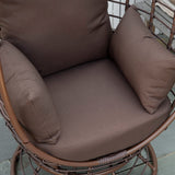 Outsunny Wicker Egg Chair, 360 Rotating Indoor Outdoor Boho Basket Seat with Cushion and Pillows for Backyard, Porch, Patio, Garden, Handwoven All-Weather PE Rattan, Steel Frame, Brown Outsunny
