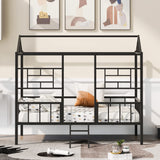 Harper & Bright Designs Metal Twin Size House Loft Bed for Kids, Low Loft Bed with Roof and Ladder, Junoir Loft Bed Twin for Girls Boys,Playhouse Bed Frame, Black Harper & Bright Designs