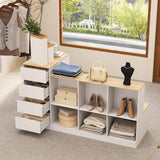 ZORPLIX Display Stand, Closet Island with Drawers, Wardrobe Armoire Island, Bedroom Island with Shoe Bench and Storage Compartment, Island Dresser for Closet, Clothing Store ZORPLIX