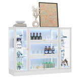 BONITURE Display Cabinet with Acrylic Glass Doors,Extra Wide Curio Cabinet with LED Lighting for Collectibles, Collectibles Toy Organizers Rack & Display Shelf Display Case, Antique White BONITURE