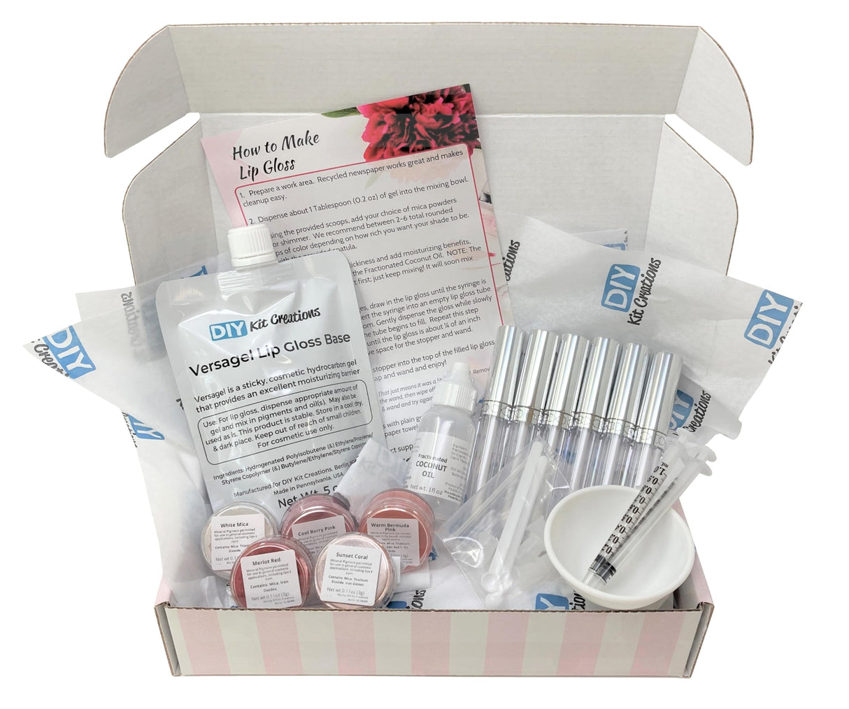 DIY Kit Creations Lip Gloss Making Kit (Standard Kit, 6 Tubes) Made in the USA DIY Kit Creations