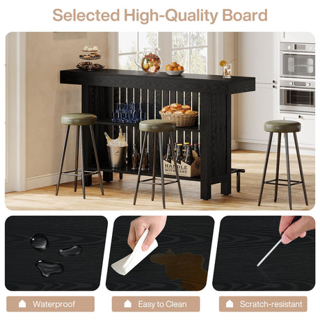 Tribesigns 63-Inch Large Home Bar Unit, 2-Tier Mini Bar Table Height Pub Table with Footrest, Modern Black Coffee Bar Cabinet for Home Kitchen, Bistro, Dining Room, Living Room Tribesigns