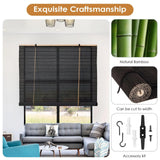 Bamboo Roller Blinds Shades,Outdoor Bamboo Roll Up,Vertical Lifting,Natural,Breathable,Waterproof Roller Shades for Privacy Protection,Sun Shade,Blackout,Ventilation,Easy Installation,35x72in（WxH BAYUE