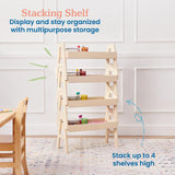 ECR4Kids Adjustable Stacking Shelf with Full Edge, Bookcase, Antique White ECR4Kids