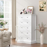 FACBOTALL 5 Drawer Dresser, 47.2" Tall White Dresser with 5 Drawers, Chest of Drawers Cabinet Wood Dresser for Hallway Living Room FACBOTALL
