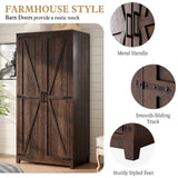 LUXOAK 70" Large Armoire Wardrobe Closet with Hanging Rod, Farmhouse Clothing Storage Cabinet with 2 Barn Doors, Wooden Tall Bedroom Armoires with Shelf, Espresso LUXOAK
