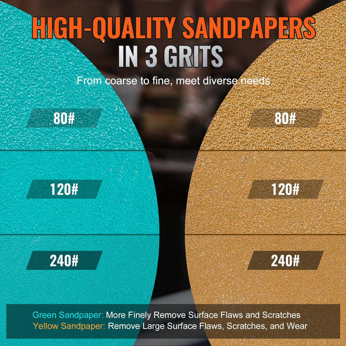 VEVOR 1/2/3 Inch Random Orbital Air Sander, High-Speed 15000RPM Mini Pneumatic Sander for Auto Body Work, 58PCS Air Powered Sander Kit with Sandpapers, Wool Pad, Wavy Sponges VEVOR