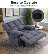 WILLOVE Oversized Rocker Recliner Chair Rocking Recliners Overstuffed Soft Big Man Manual Recliner Extra Large Living Room Chair 350 LBS Capacity, Grey, XL WILLOVE