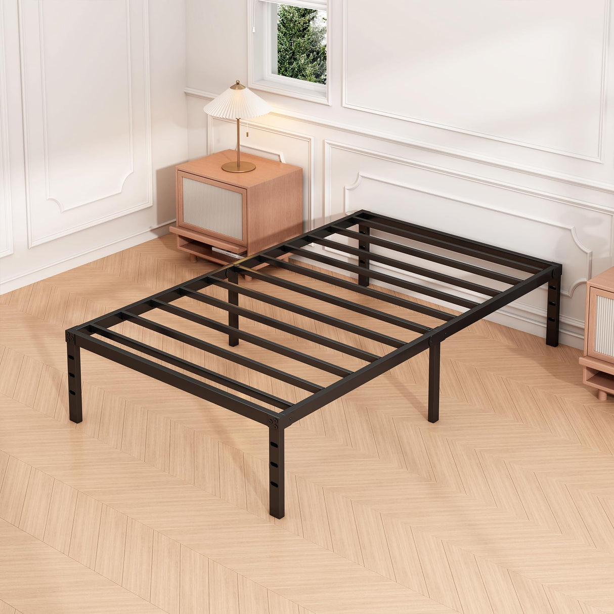 Hafenpo 14 Inch Twin Bed Frame - Sturdy Metal Platform Twin Size, No Box Spring Needed, Heavy Duty, Easy Assembly, Strong Bearing Capacity, Under Bed Storage, Black Hafenpo