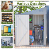 YOPTO 4x8 FT Outdoor Storage Shed,Lean to Lockable Metal Garden Shed Steel with Reinforced Beams,All Weather Waterproof Storage House W/Lockable Door&2 Air Vents,for Backyard,Patio,Lawn,Garden,Gray YOPTO