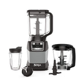 Ninja Blender, Compact Kitchen System, 1200W, 3 Functions for Smoothies, Dough & Frozen Drinks with Auto-IQ, 72-oz.* Blender Pitcher, 40-oz. Processor Bowl & 18-oz. Single-Serve Cup, Grey, AMZ493BRN Ninja