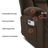 MCombo 57.8" Zero Gravity Power Loveseat Recliner with Heat and Vibration Massage, Reclining Loveseat Sofa with USB Ports, Cup Holders for Living Room, Fabric 6035SET (Brown) MCombo