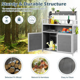GRAVFORCE Outdoor Potting Bench Table, Garden Potting Benches for Outside Planting Work Bench Table Wooden Storage Plant Table Cabinet Gardening Table for Patio, Garden, Greenhouse, Backyard (Gray) GRAVFORCE