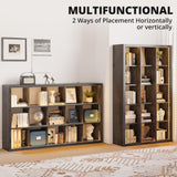 IRONCK 15 Cube Bookcase Storage Shelf Organizer with LED Lights, 5 Tier Bookshelves and Bookcases Display Shelves, Horizontally or Vertically Use, Charcoal Grey IRONCK