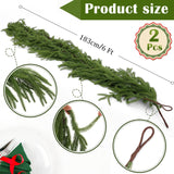 Hananona 2 Pcs Artificial Norfolk Pine Garlands, Real Touch Winter Pine Garland, Green Artificial Greenery Garland for Table, Mantle, Wall, Indoor, Outdoor Christmas Decorations (2, 6 FT) Hananona