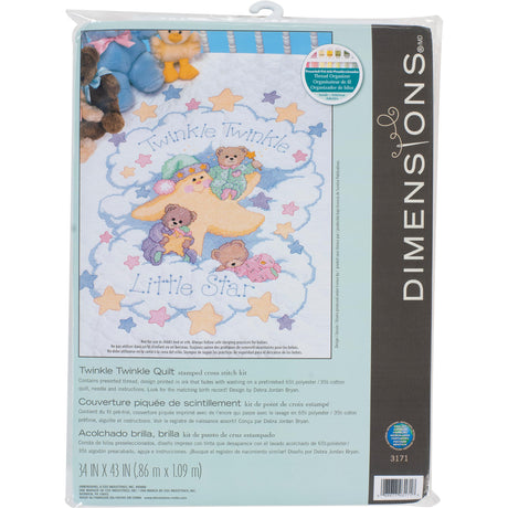 DIMENSIONS 3171 Twinkle Twinkle Twinkle Quilt Stamped Cross Stitch Kit, 34'' W x 43'' H White Dimensions
