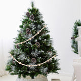 Christmas Wooden Bead Garland Xmas Wooden Tree Beads Rustic Decorative Christmas Tree Farmhouse Decor for Mantle Fireplace Staircase (Natural & Gold) RAMIRABI