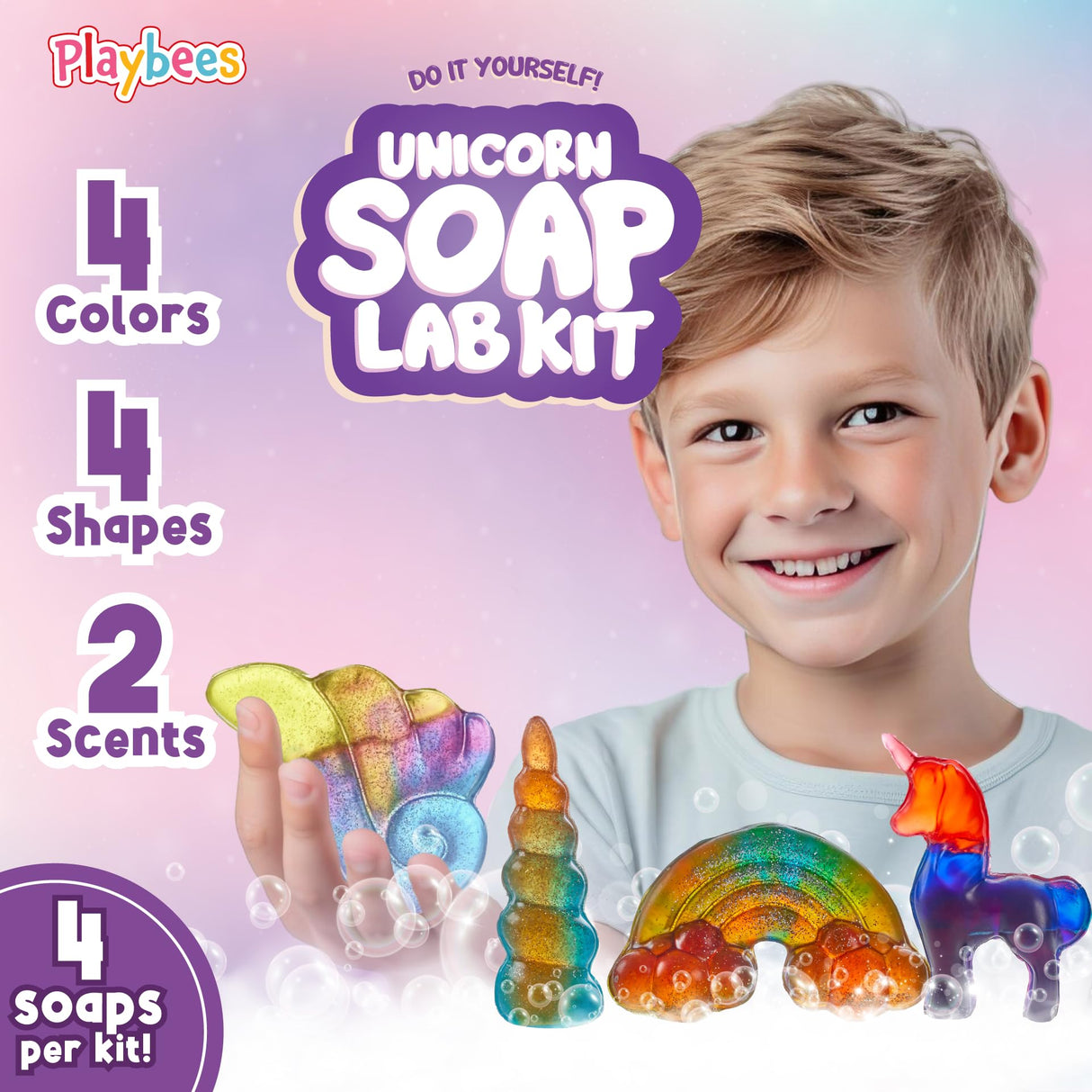 Playbees Unicorn Soap Making Kit for Kids – Fun DIY Project Age 6-12, STEM Science Craft, Educational Toys & Birthday Gifts for Girls and Boys Playbees