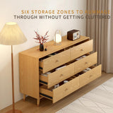 Messenya 6 drawer dresser for bedroom furniture.wood dressers & chests of drawers.Beveled Edge design, hand-polished.bedroom storage and dresser organizer for Living Room, Hallway (D-203) Messenya