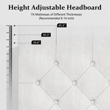 Twin Bed Frame, Upholstered Platform Bed with Button Tufted Headboard, Fabric Bed Frame with Wooden Slats Support, No Box Spring Required, Easy Assembly, White BarnFurin