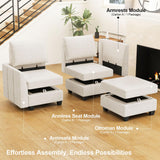 Belffin Large Modular Sectional Sofa Sleeper Sectional Couch with Storage Chenille Sectional Sofa Bed for Living Room, 9 Seats, Beige Belffin