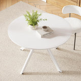 Farini White Dining Table for 4-6 Person,47" Round Wooden Dining Tabletop and Metal Frame for Home Kitchen Dining Desk (47 inch,120cm) Farini