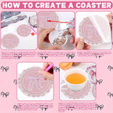 8 Pcs Diamond Painting Coasters,Diamond Painting Kits,Pink Bow Diamond Art Coasters,5D DIY Full Drill Diamond Dots,Gem Art Kits for Adults Arts and Crafts Supplies VDESFUEBY