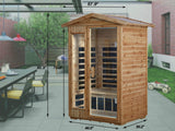 LTCCDSS Outdoor Infrared Sauna 2 Person | Far Infrared Sauna, Canadian Hemlock, Withstand Outdoor Temp -5℉-104℉| Low EMF Sauna Room for Home-9 Low EMF Heaters-Chromotherapys-Bluetooth Speakers LTCCDSS